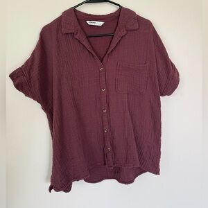 Sonoma Large Maroon Gauze Cotton Shirt